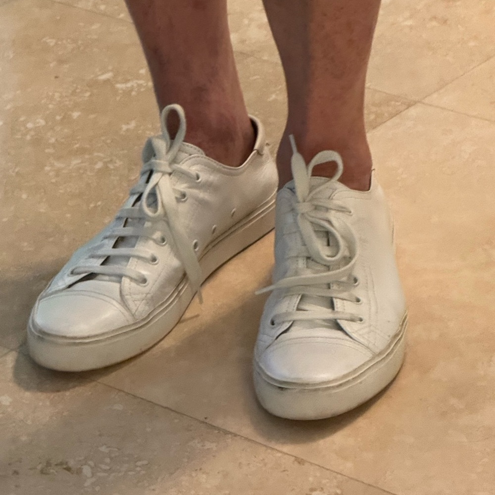 Saint Laurent White Leather Sneakers Minimalist Design